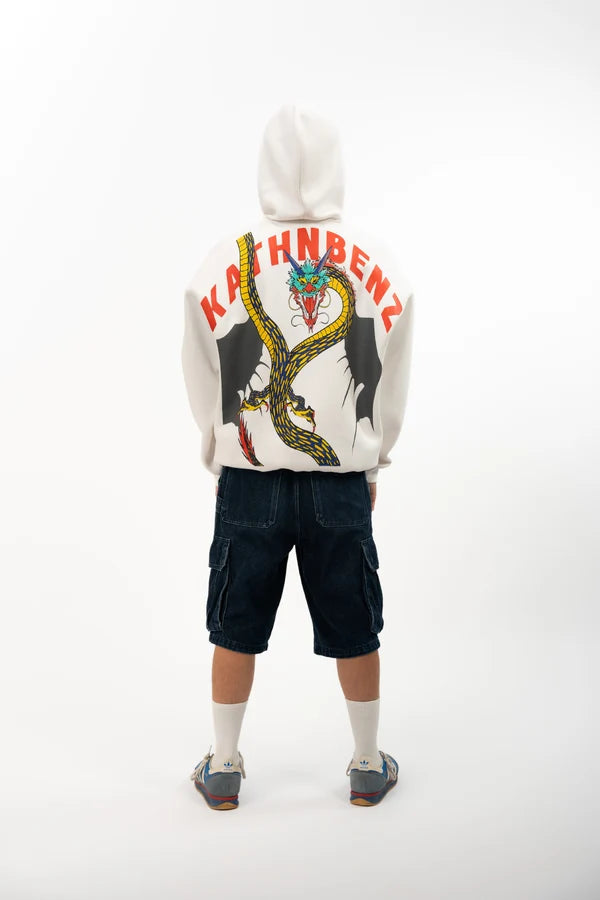 Kathnbenz Oversized White Hoodie -  Blinding Fang