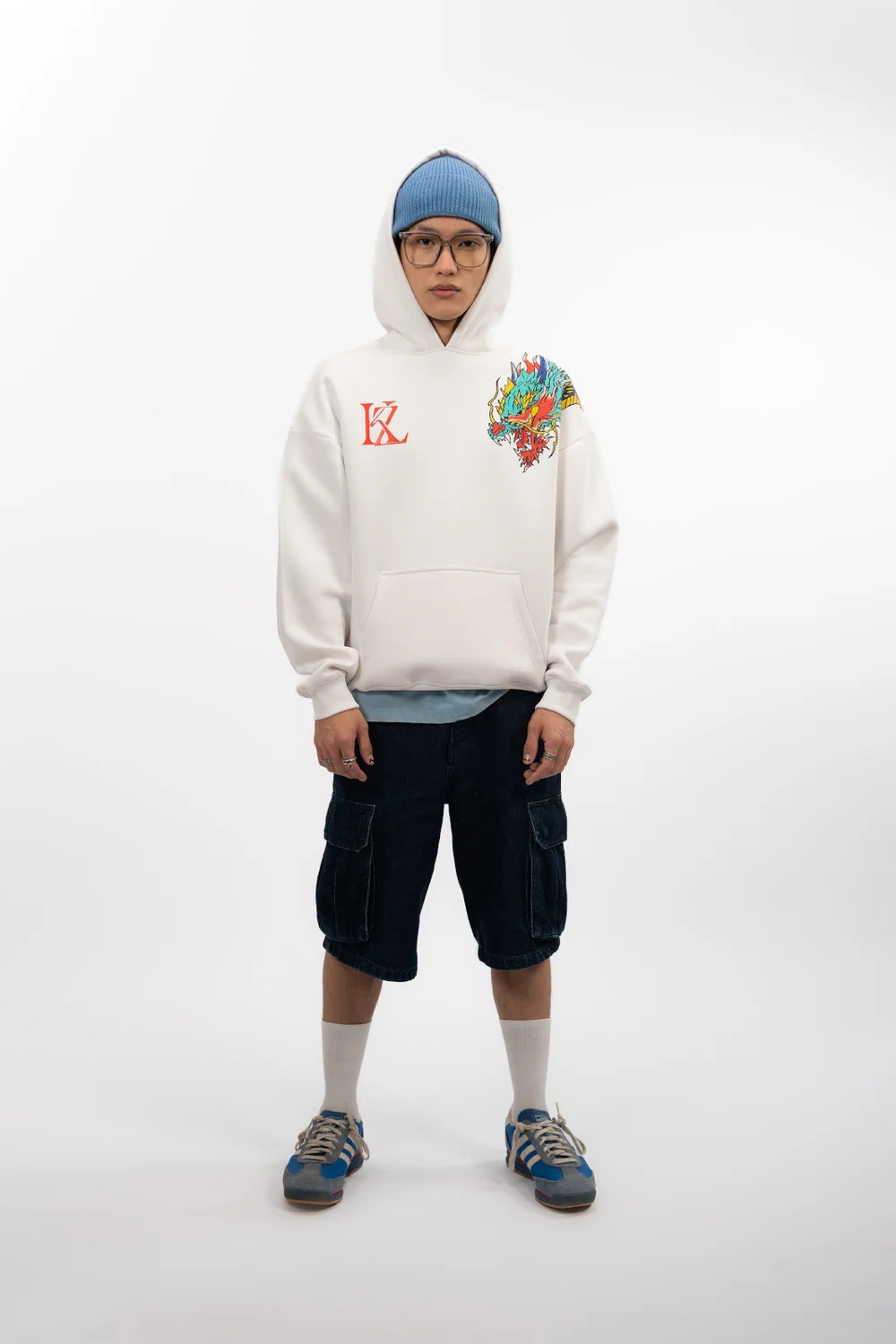 Kathnbenz Oversized White Hoodie -  Blinding Fang