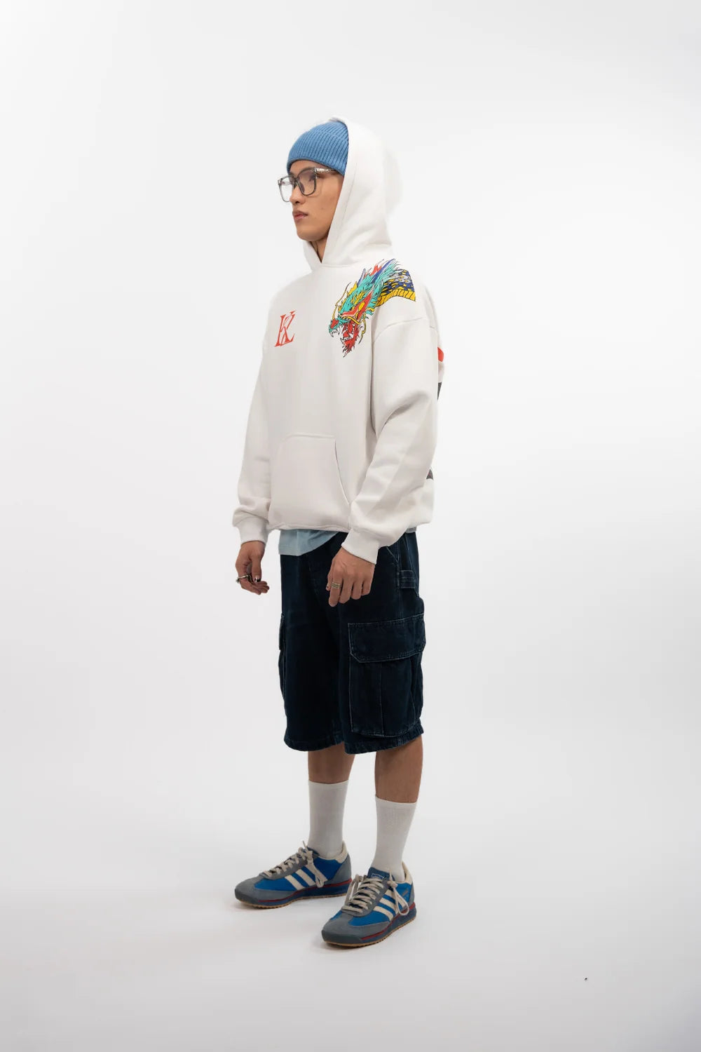 Kathnbenz Oversized White Hoodie -  Blinding Fang