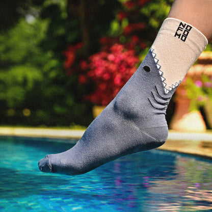 NoFoMo Crew Length Socks Shark Attack