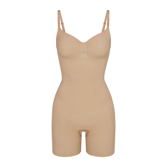 Skims Seamless Sculpt Mid Thigh Bodysuit Clay