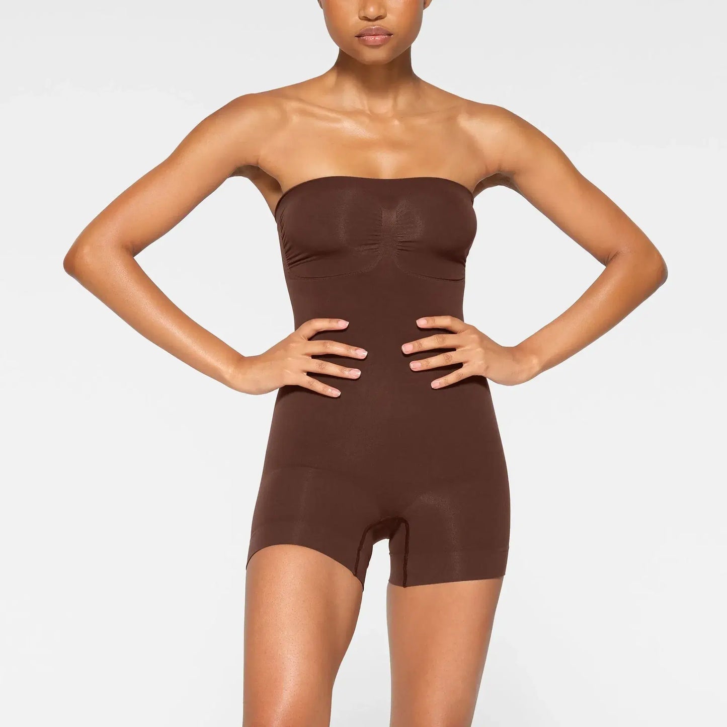 Skims Seamless Sculpt Strapless Shortie Bodysuit Cocoa