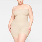 Skims Seamless Sculpt Strapless Shortie Bodysuit Sand