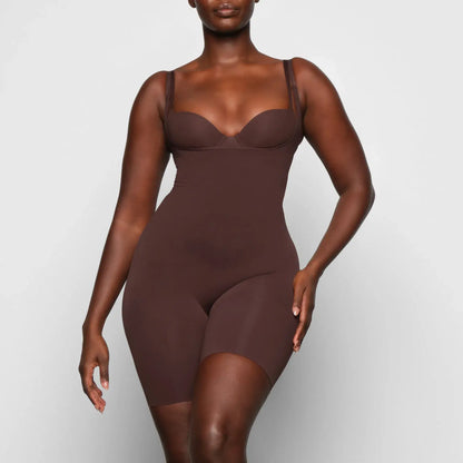 Skims Seamless Sculpt Open Bust Bodysuit Cocoa