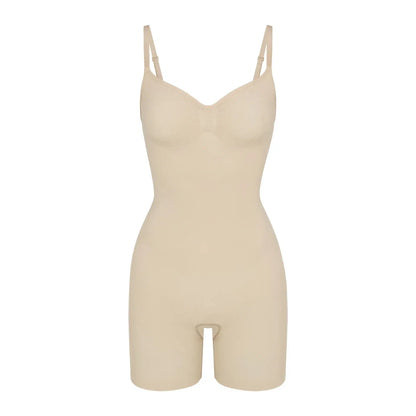 Skims Seamless Sculpt Mid Thigh Bodysuit Sand