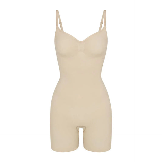 Skims Seamless Sculpt Mid Thigh Bodysuit Sand