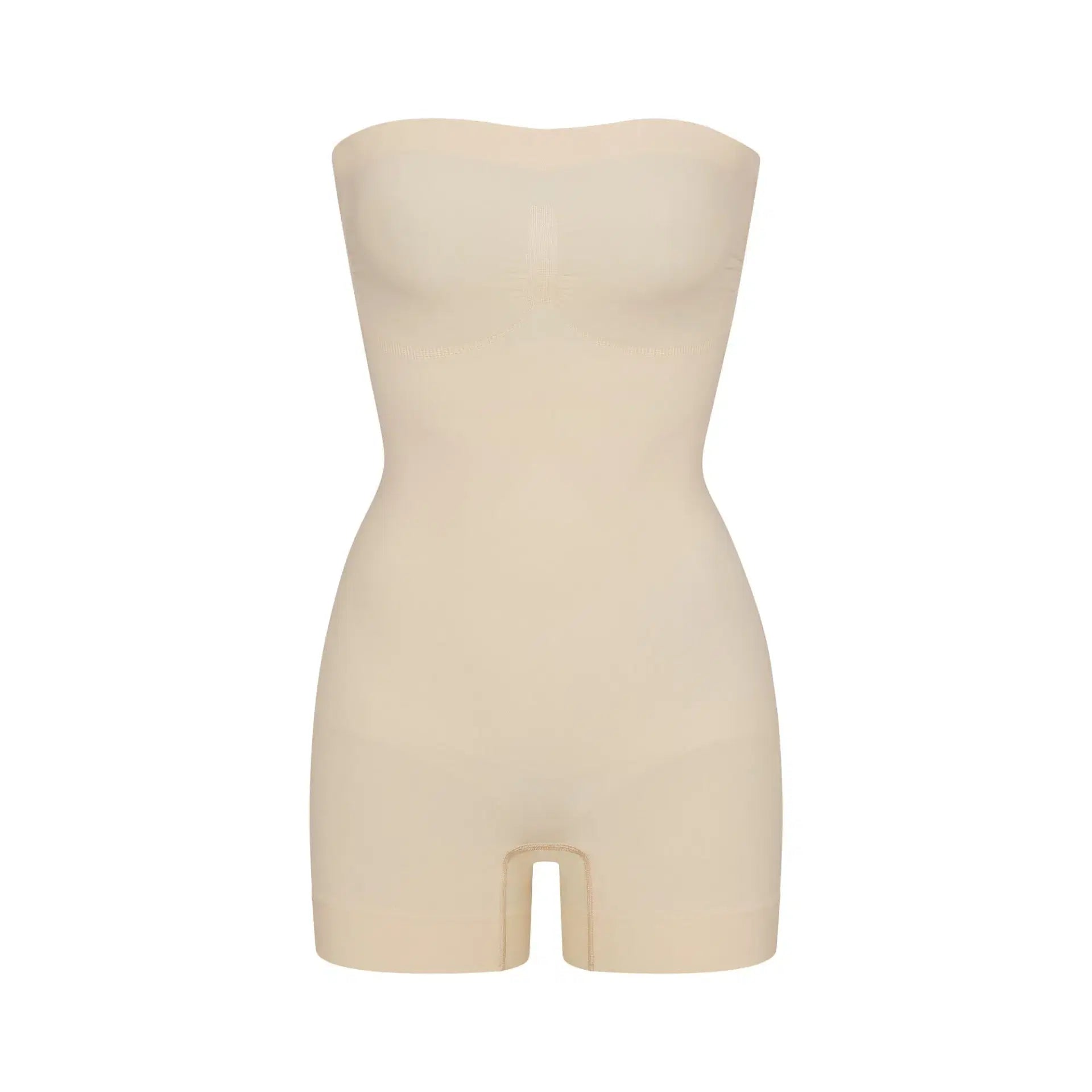 Skims Seamless Sculpt Strapless Shortie Bodysuit Sand