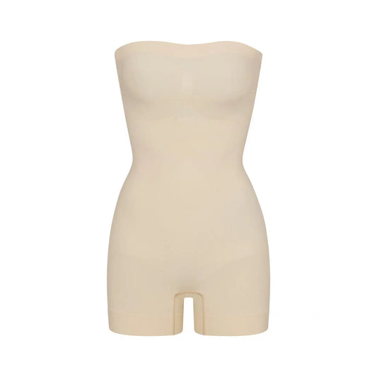 Skims Seamless Sculpt Strapless Shortie Bodysuit Sand