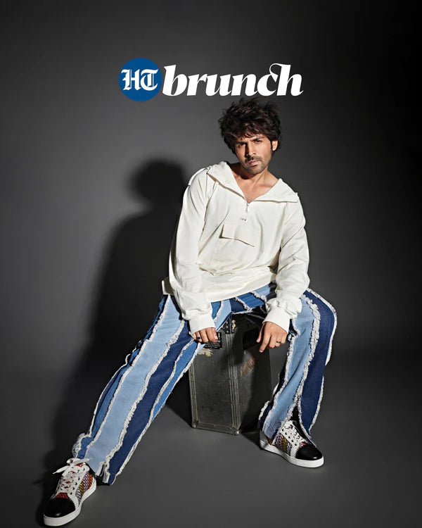 Rising Among Stripe Denim Pant - Blue