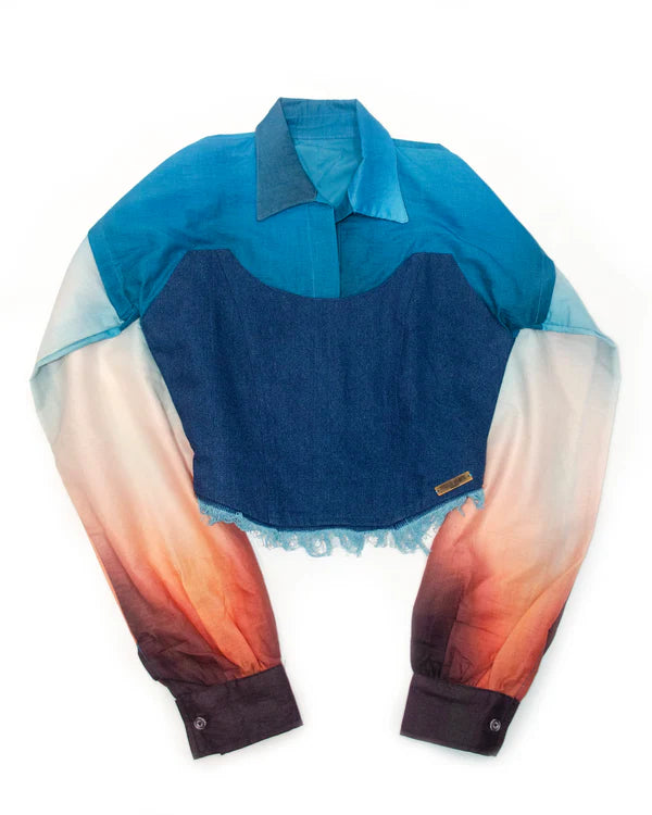 Rising Among Bambai Corset Shirt - Blue