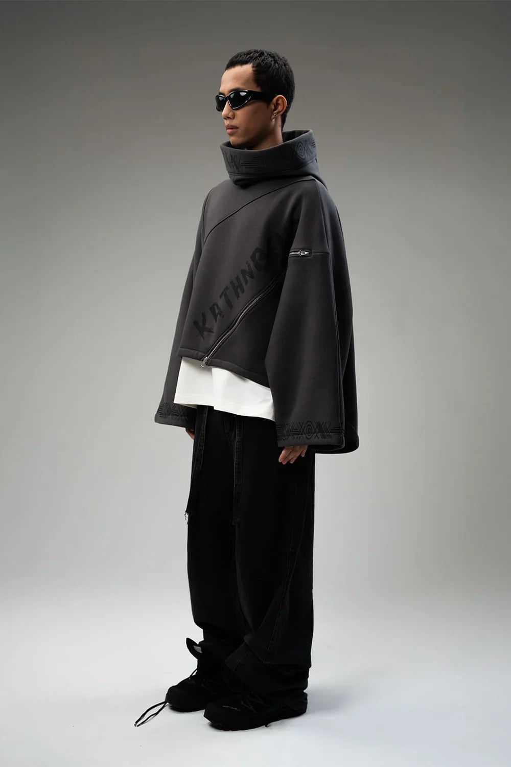 Kathnbenz Oversized Dark Grey Hoodie - Voidform