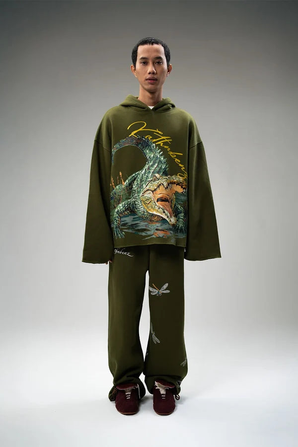 Kathnbenz Oversized Olive Green Hoodie - Marsh Lord