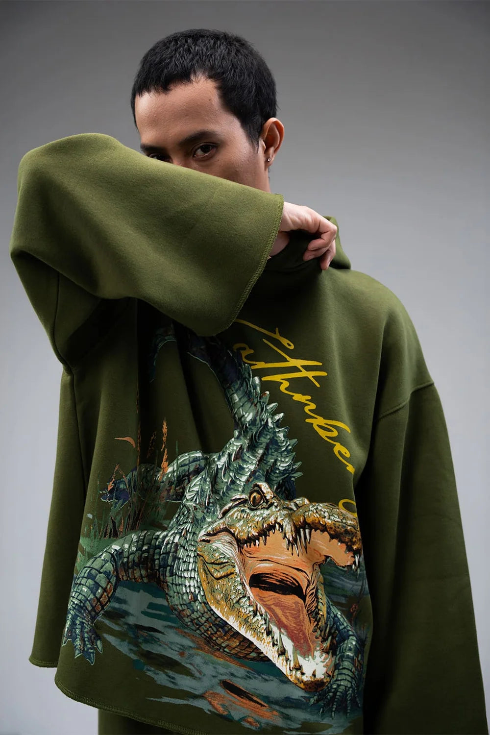 Kathnbenz Oversized Olive Green Hoodie - Marsh Lord