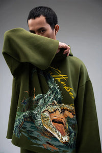 Kathnbenz Oversized Olive Green Hoodie - Marsh Lord