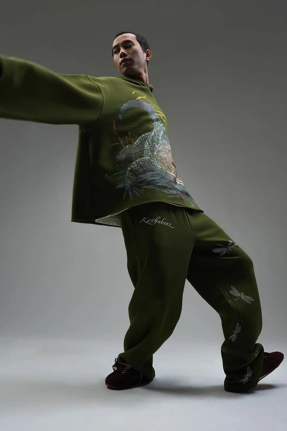 Kathnbenz Oversized Olive Green Hoodie - Marsh Lord
