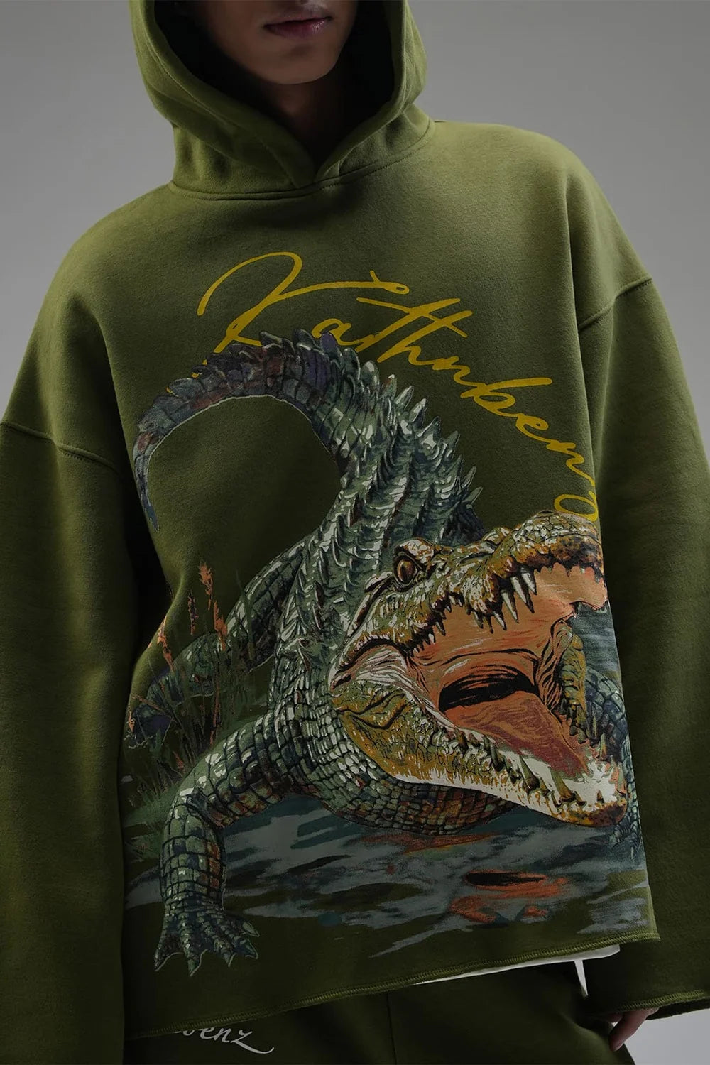 Kathnbenz Oversized Olive Green Hoodie - Marsh Lord