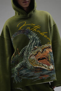 Kathnbenz Oversized Olive Green Hoodie - Marsh Lord