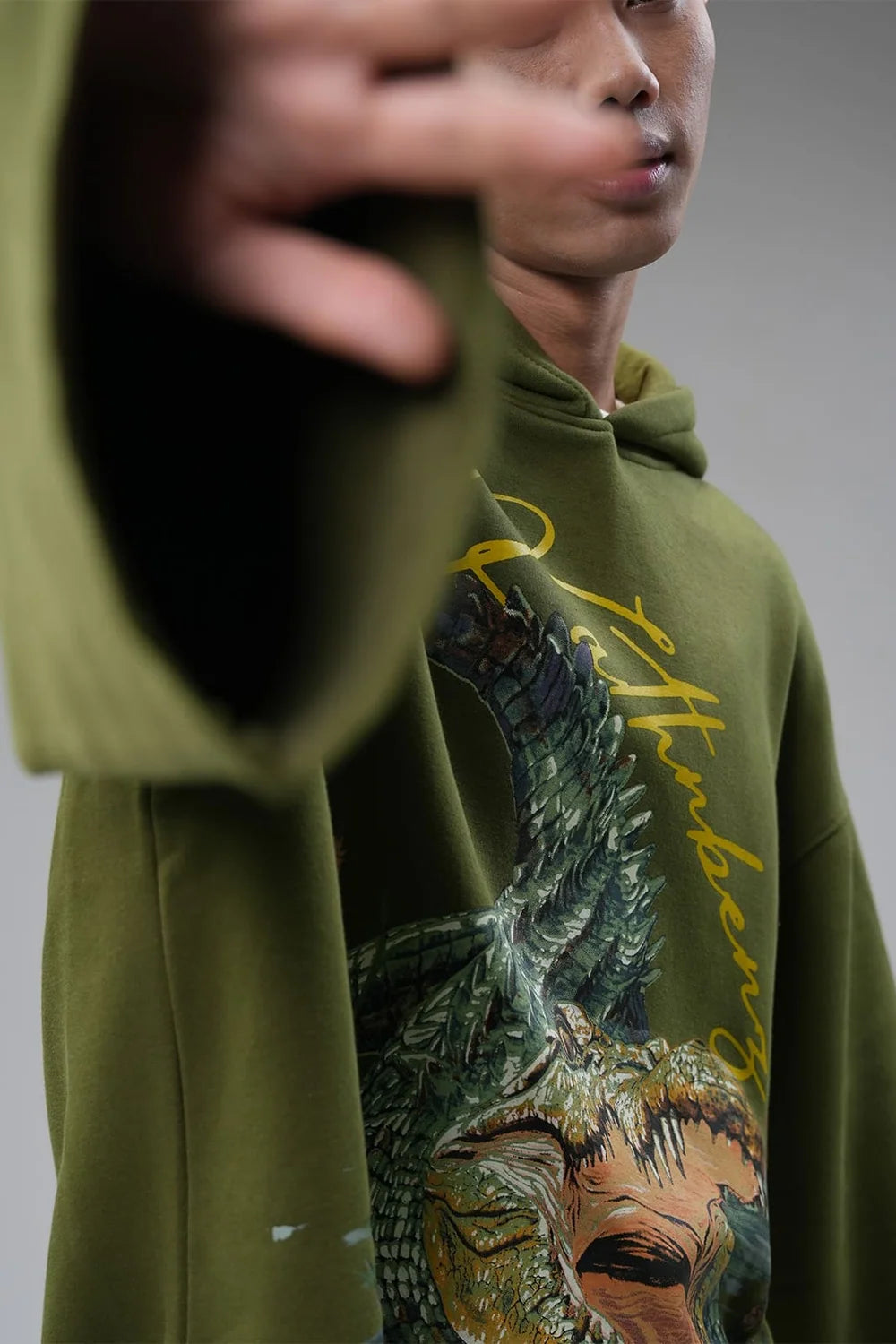 Kathnbenz Oversized Olive Green Hoodie - Marsh Lord