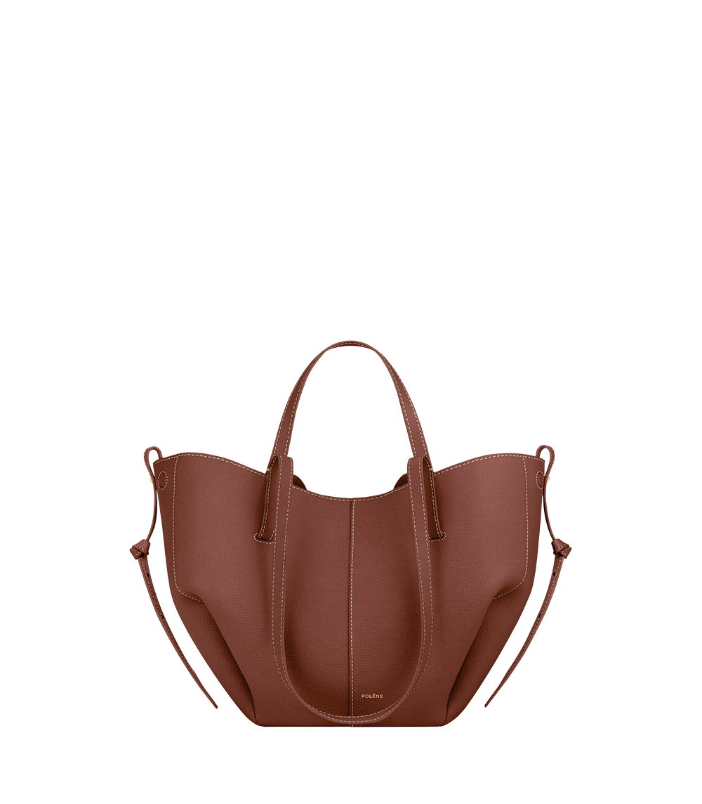 Polene Cyme Mini Edition Textured Bag - Cognac