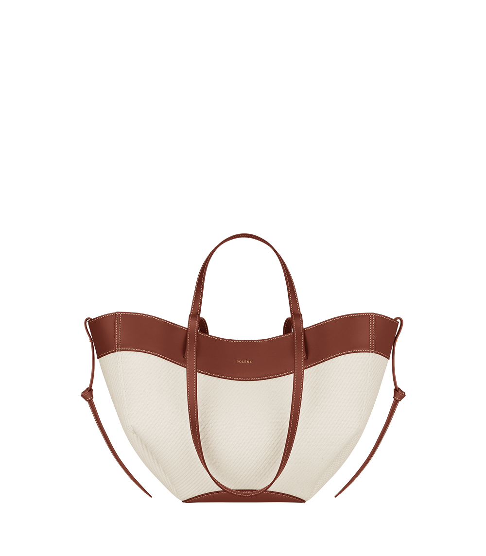 Polene Cyme Mini Edition Canvas Bag - Cognac