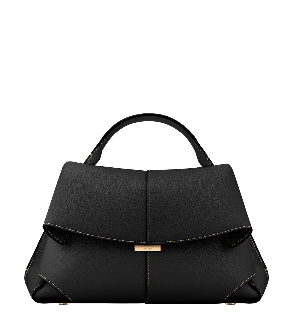 Polene Mokki - Black with Ecru Stitching