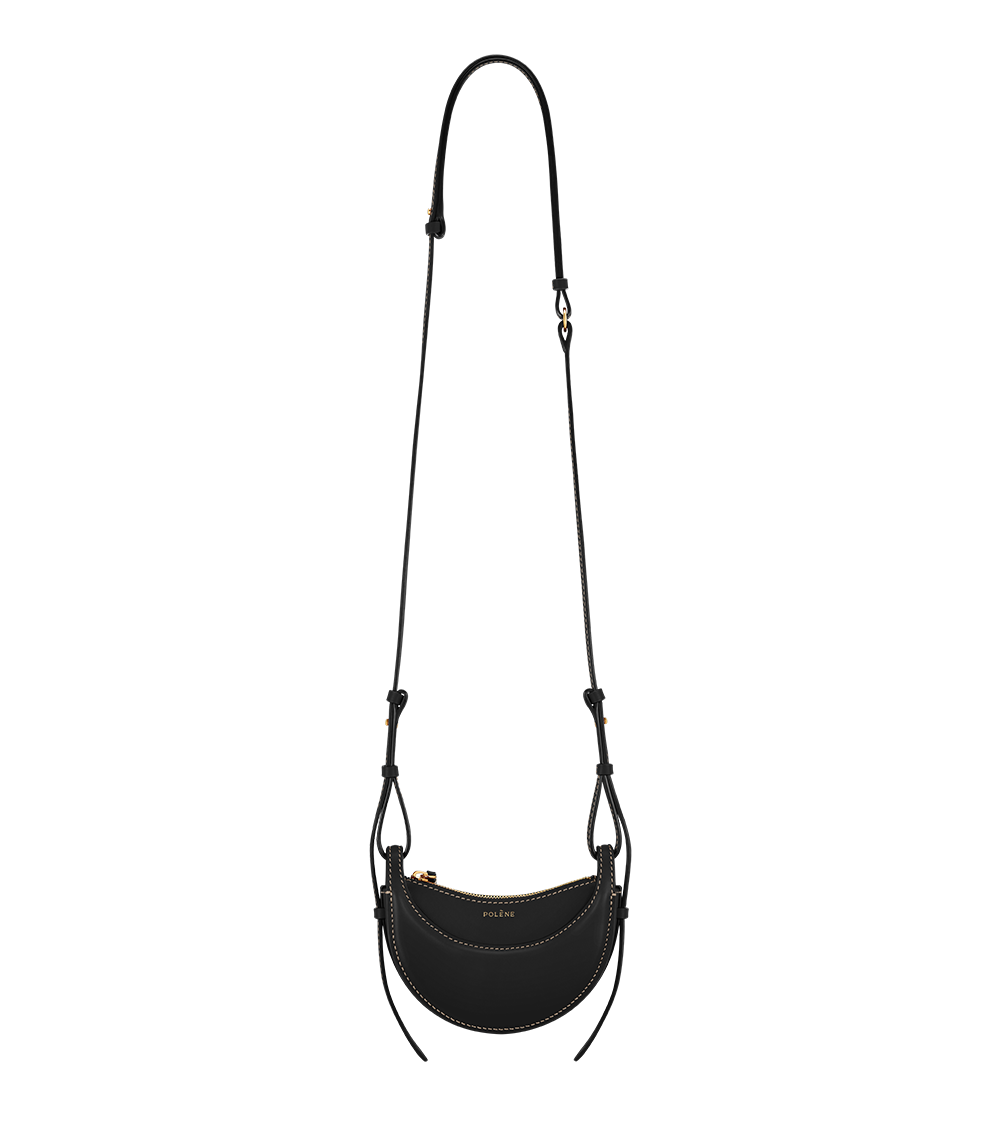 Polene Numero Dix Micro Bag - Black with Ecru Stitching