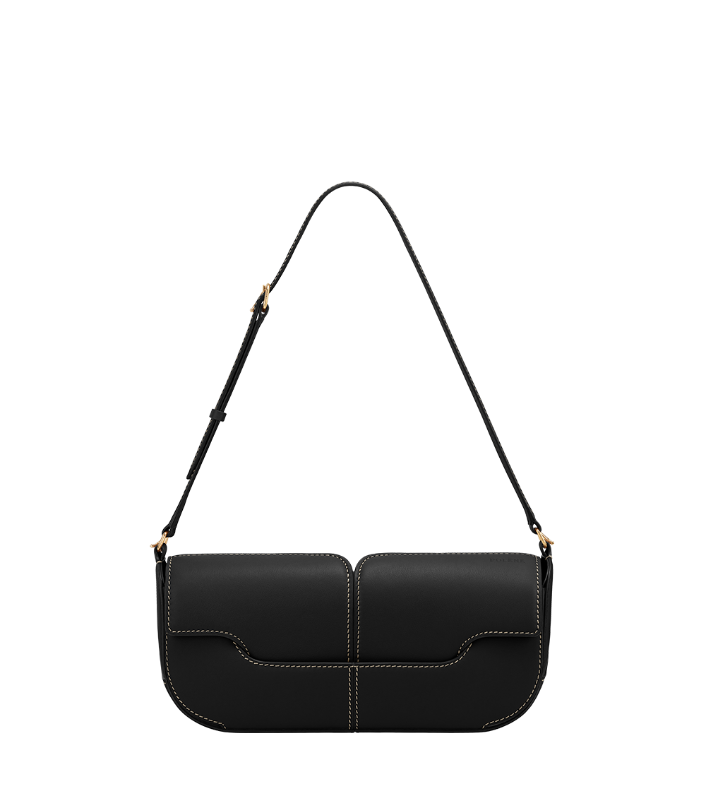 Polene Osmo Bag - Black with Ecru Stitching