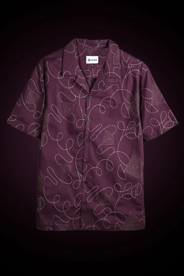 LYVN Slim Fit Embroidered Shirt - Purple