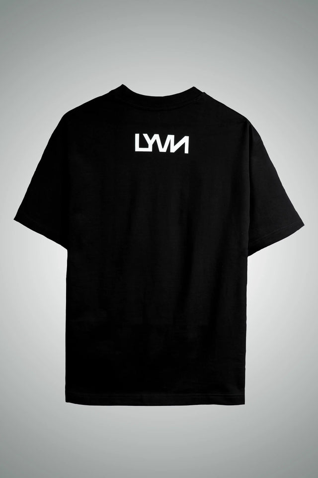 LYVN Oversized T-Shirt Black - White Abstract Face