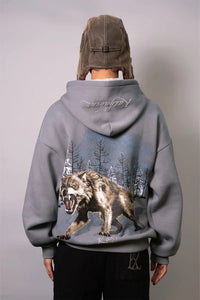 Kathnbenz Oversized Dark Grey Hoodie - Icebreed Wolf