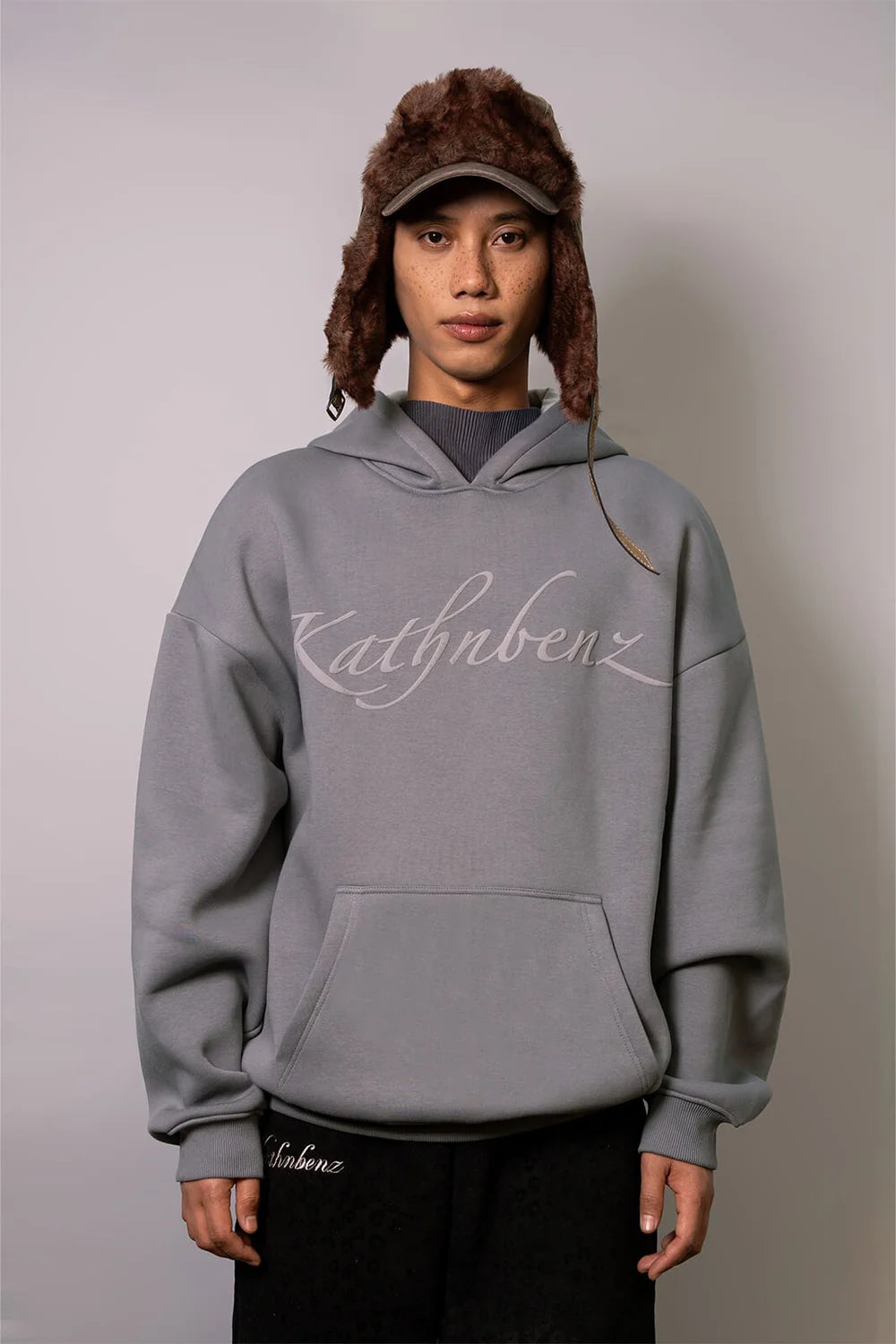 Kathnbenz Oversized Dark Grey Hoodie - Icebreed Wolf