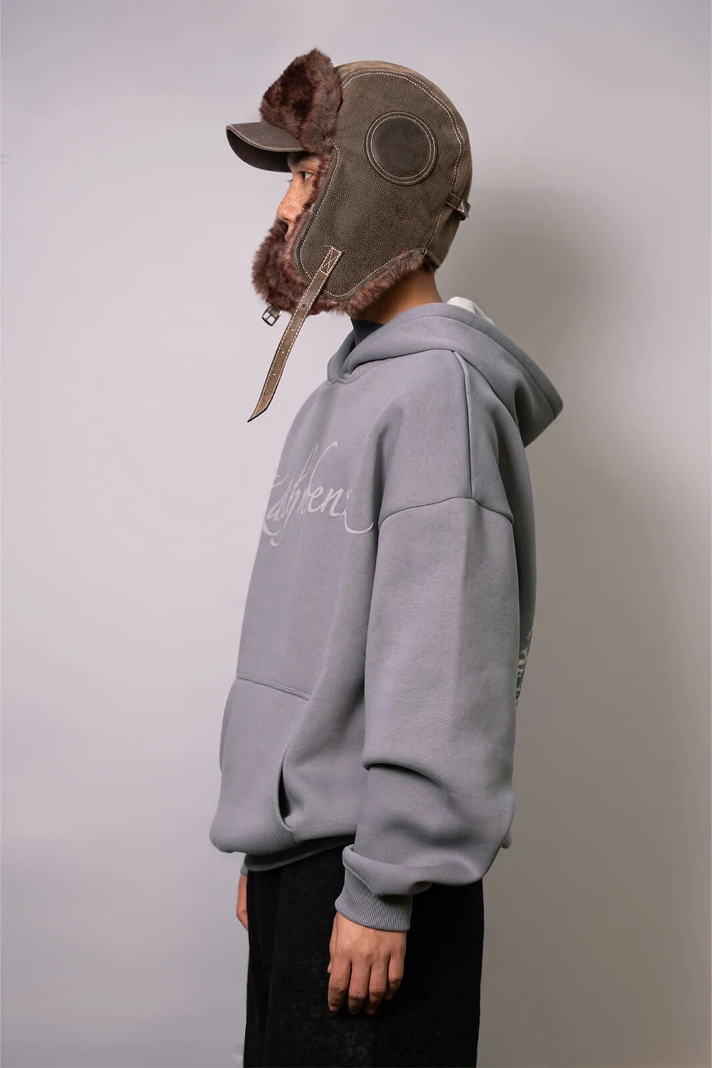Kathnbenz Oversized Dark Grey Hoodie - Icebreed Wolf
