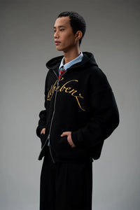 Kathnbenz Oversized Black Zipper Hoodie - Dominion