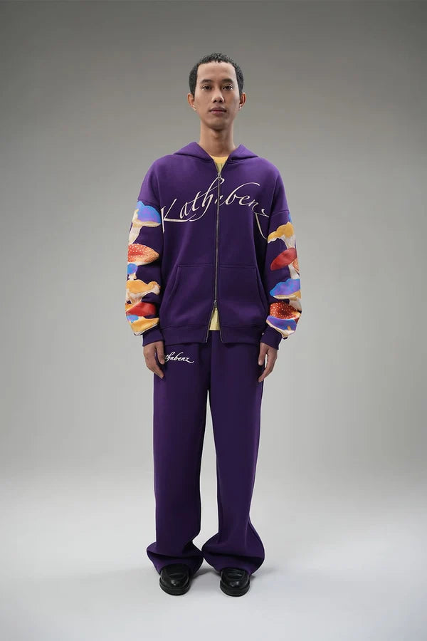 Kathnbenz Oversized Purple Zipper Hoodie - Psil