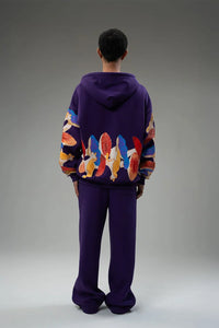 Kathnbenz Oversized Purple Zipper Hoodie - Psil