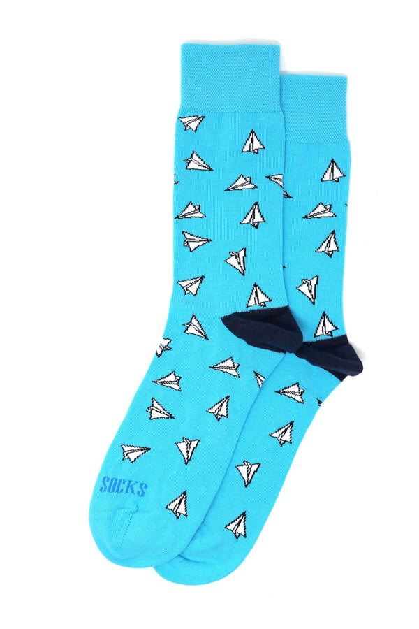 Bombay Sock Company Cyan Paper Plane Socks - reference