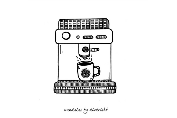 Mandalas by Divrisht 'The Coffee Machine' Postcard - reference