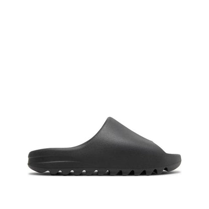 side view of Adidas Yeezy Slides Onyx; right pair