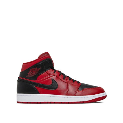 Side view of Air Jordan 1 Mid Reverse Bred