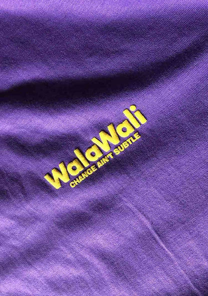 WalaWali Unisex 'Change Ain’t Subtle' Puff Print Oversize Purple Tee