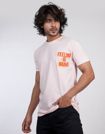 WalaWali Unisex 'Feeling is Brave' Graphic Slim Fit Tee