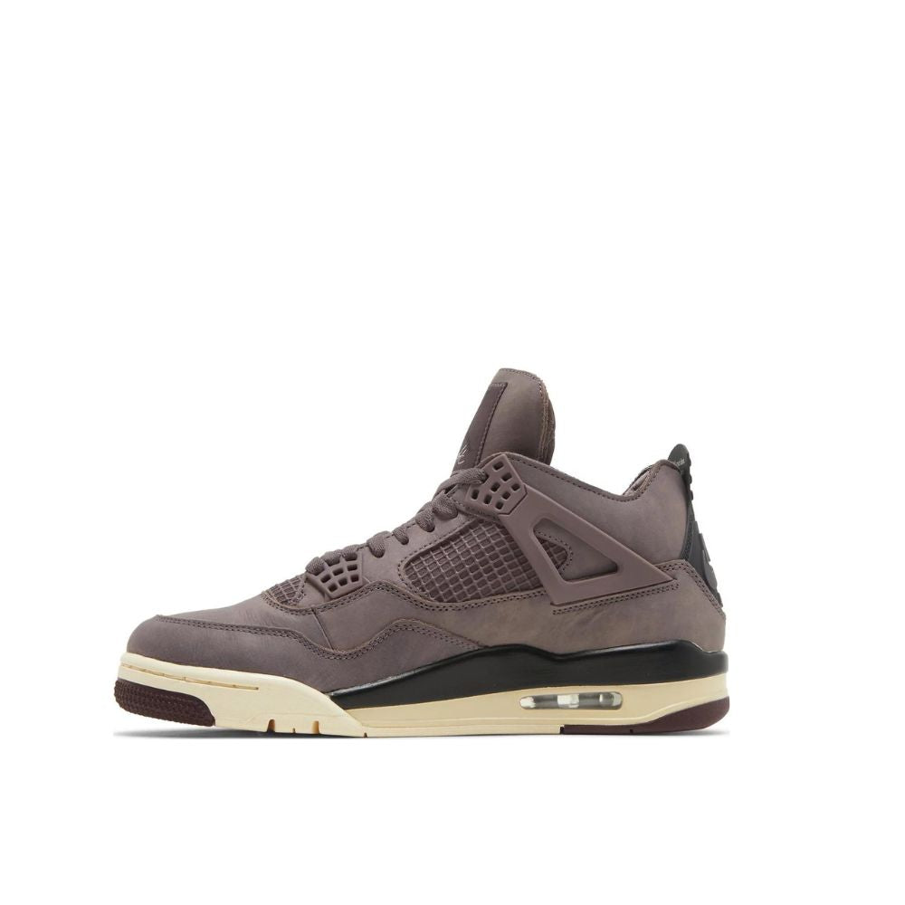 Side view of A Ma Maniére x Air Jordan 4 Retro 'Violet Ore', left to right