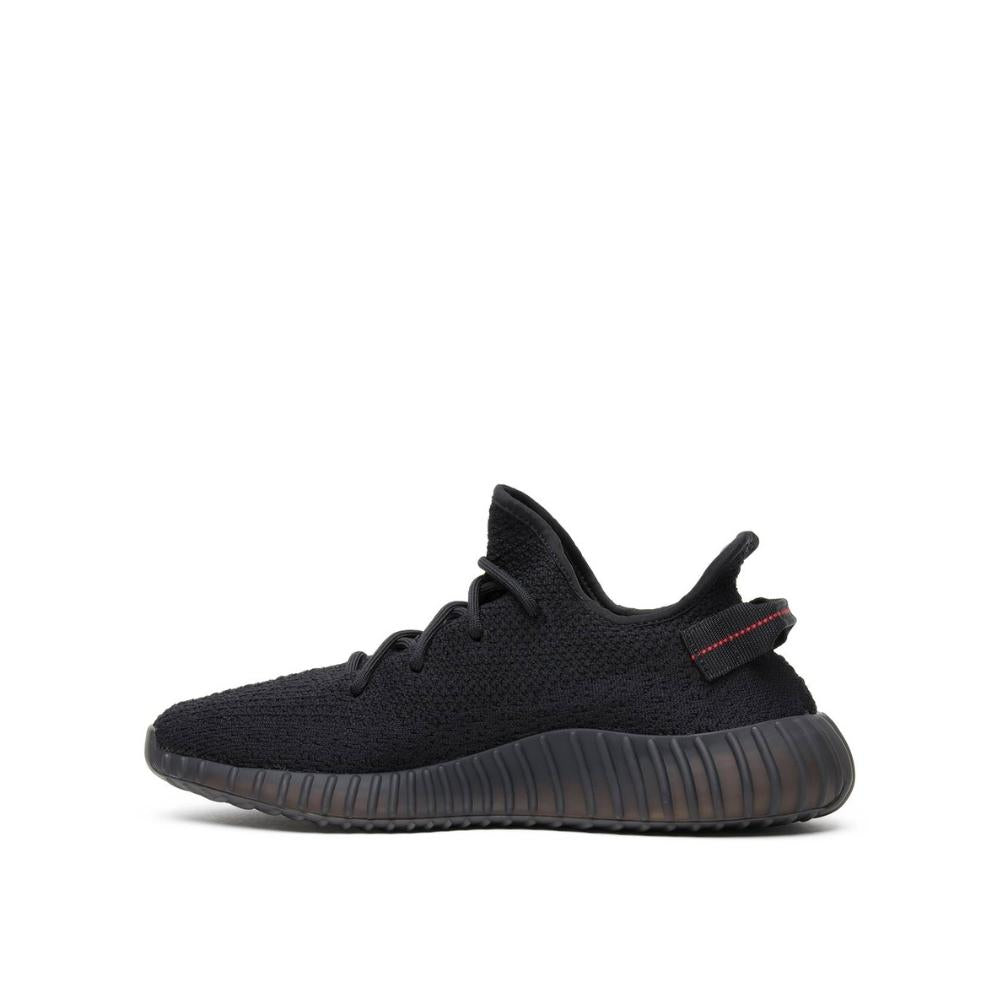 Side view of Adidas Yeezy 350 V2 Bred, left to right