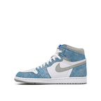 Side view of Air Jordan 1 High Hyper Royal, left to right