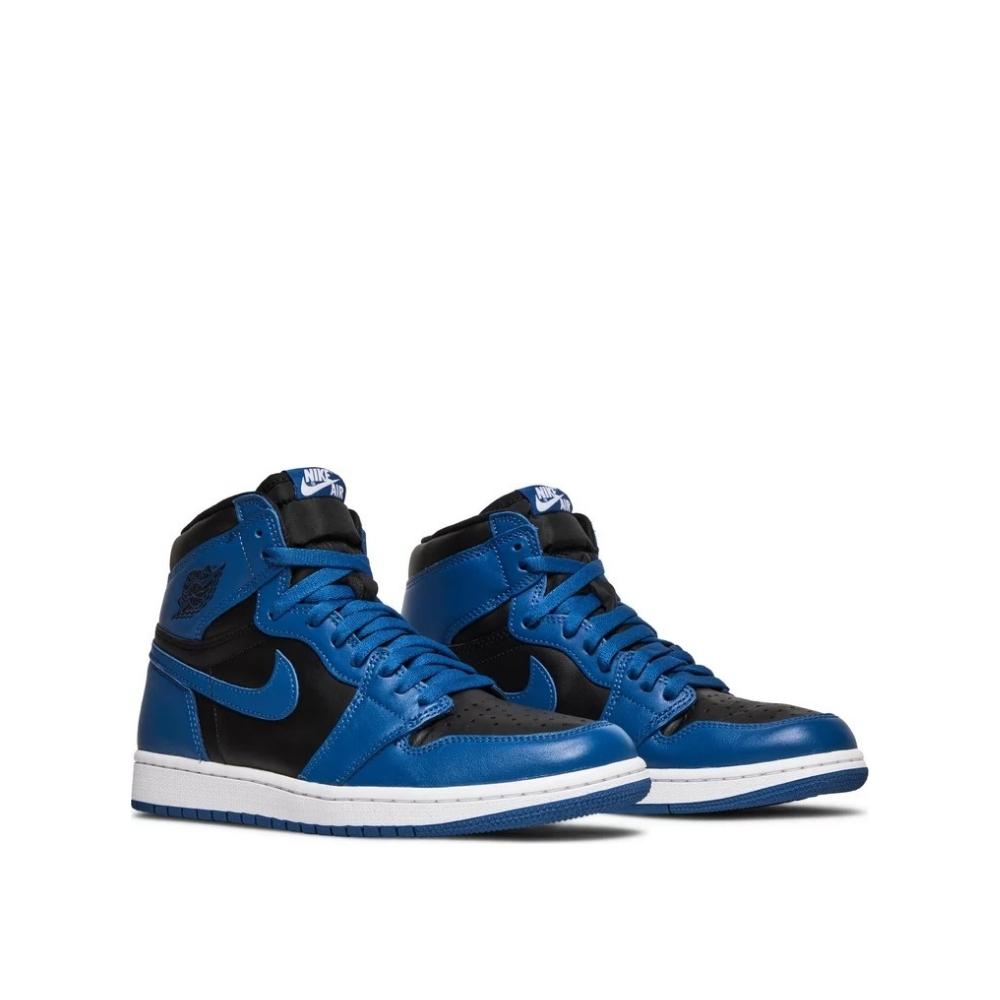 Angled view of Air Jordan 1 High Dark Marina Blue