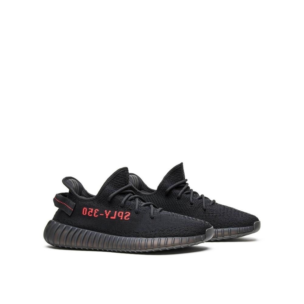 Angled view of Adidas Yeezy 350 V2 Bred