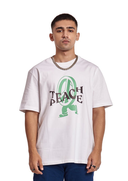 Halo Effect Unisex 'Teach Peace' White T-shirt