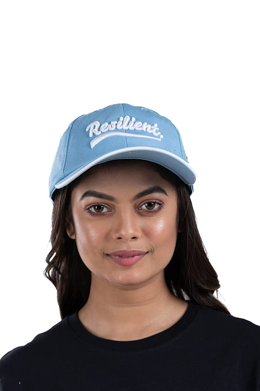 METTLEY Sky Blue Cotton Cap with Adjustable Metal Buckle Closure for Women and Men