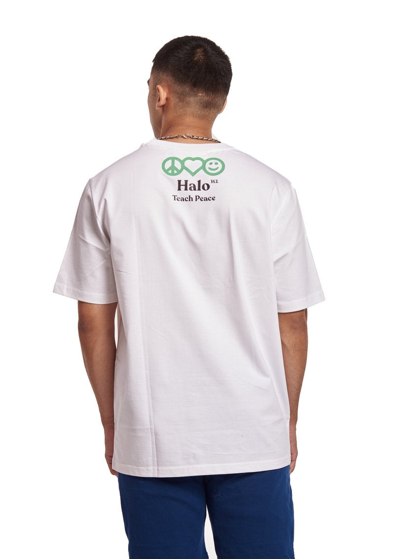 Halo Effect Unisex 'Teach Peace' White T-shirt