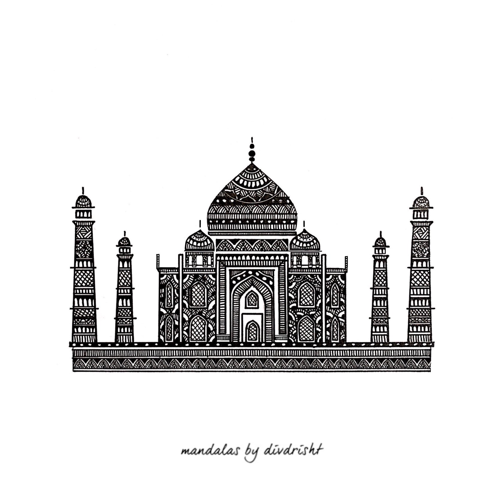 Mandalas by Divrisht 'The Taj Mahal' Postcard